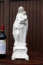 Antique french XL bisque porcelain madonna child figurine statue picture