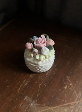 Vintage Porcelain Flower Box, Small Jewelry Trinket Box, Cute Ring Holder picture