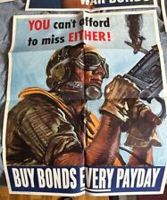 YOU cant afford to miss EITHER BUY BONDS EVERY PAYDAY WWII Poster WAR BONDS picture