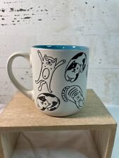 Whimsical Cats in Hats Clothes Ceramic Coffee Mug White Black Turquoise Interior picture