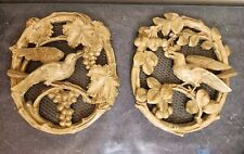1950s Universal Statuary Chalkware Wall Art Plaques Birds And Flowers 1958 Dated picture