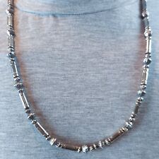 Vintage Navajo Silver Barrel Bead Native American Bench Bead Necklace picture