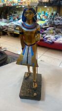 12in EGYPTIAN GUARDIAN Antique STATUE OF TUTANKHAMEN IN GOLD & White Heavy Stone picture
