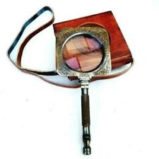 Antique Vintage Brass Henry Hughes Desk Magnifier Folding Magnifying Glass Gift picture