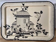 Vintage LaVada Metal Lap Bed TV Tray with Folding Legs MCM Birds Birdcage HTF picture