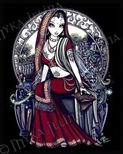 Fairy Garden Hindi Henna Sari Burgundy Ayanna Signed Myka Jelina Art Print picture