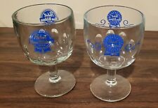 2 Vintage Thumbprint Glass Beer Goblets Pabst Blue Ribbon picture