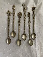 Italian Brass & Silver Plated Ornate Roman  Teaspoons (8) picture