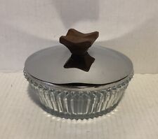 MCM Faceted  Glass Covered Vanity Trinket Powder Dish Candy Dish  Vintage  picture