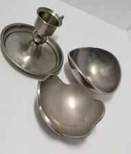  Vintage Lot 2 Towle Oval Serving Bowl 1  Leonard Pewter Canddle Stick Holders.  picture