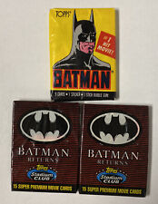 VTG Rare 1989 Topps Batman 1st Series Wax Pack & 2 1991 Batman Returns Cards picture