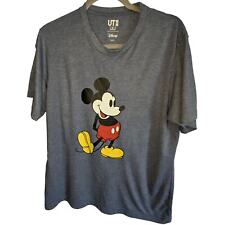 UNIQLO UT Disney Mickey Mouse Graphic Tee Men's Medium Gray V-Neck Casual Shirt picture