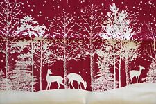 LG Christmas Tree Reindeer Holiday 100% Cotton Linen Kitchen Tea Towel 27x20 NOS picture