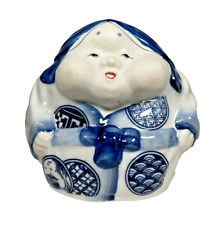 Chinese Blue on White Porcelain Female Figurine Unglazed Face Approx. 6