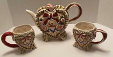 Omnibus Fitz and Floyd Sweetheart Love Teapot and 2 Cups picture
