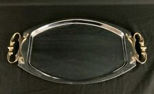 Vintage KROMEX Chrome Serving Tray Brass Handles Mid Century Modern USA Made picture