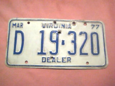1977 Virginia License Plate Dealer D 19-320 picture