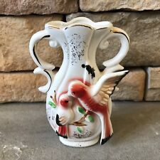 Vintage Porcelain Vase Japan 1940s Figural Art Nouveau Red Birds Amphora Rare picture