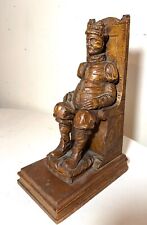 antique hand carved seated figural seated man wood sculpture statue folk art picture