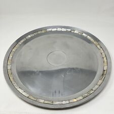 Towle Silversmiths Silver & Mother Of Pearl Serving Tray Large Round Platter 15” picture