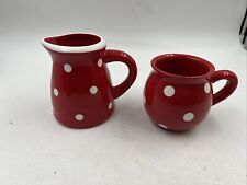 Terramoto Ceramic 3x5in Red with White Dot Pitcher & Mug Set AA02B12008 picture