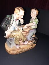 Shafford Nippon Father & Son Playing Checkers (Hand Painted) 6.5 