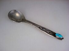 VINTAGE NAVAJO STAMPED STERLING SILVER & TURQUOISE SPOON picture
