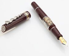 Marlen Ippocrate (Hippocrates) Fountain Pen Silver Rod of Asclepius #Burgundy picture