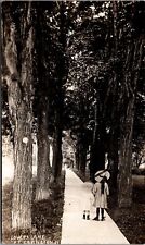 Real Photo Lovers Lane w/ Two Girls In Bonnets At Ft. Covington NY RP RPPC K376 picture