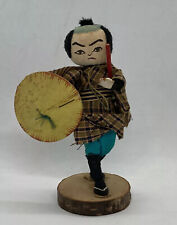 Rare 1950s Japanese Samurai Doll Figurine Wood Handmade Japan Art Decor  22 picture