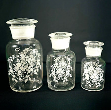 Vintage 3 Piece Apothecary Jar Bottle Canister Set picture