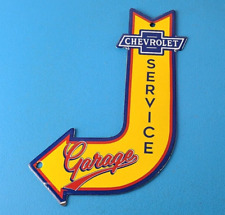Vintage Chevrolet Sign - Porcelain Service Arrow Gas Oil Pump Chevy Garage Sign picture