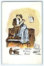 1907 Couple Kissing Romance On Top Of Piano Gerald Thomas Modesto CA Postcard picture