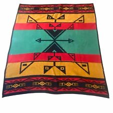 Vintage San Marcos Southwestern Aztec Tribal Reversible Blanket 58 X 70 Colorful picture