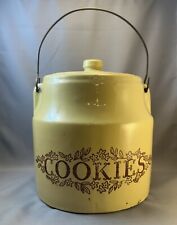 Monmouth Stoneware Crock Cookie Jar Wire Hand Lid Rare Primitive picture