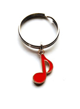 Tiny Red Music Note Keychain Keyring Silver Plated 1