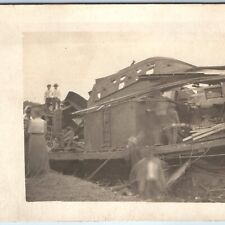 c1910s Unknown Random Train Wreck RPPC Railway Crash Ruins Motion Blur Men A167 picture
