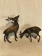 Vintage Pair Brass Deer: Buck And Doe picture
