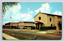 Hollywood Florida Church Of Little Flower Auditorium & School Chrome Postcard picture