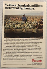 Vintage 1980 Monsanto Original Print Ad Full Page - More Would Go Hungry picture