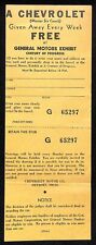 1933 1934 Chicago World's Fair Century of Progress Chevrolet Give-Away Ticket picture