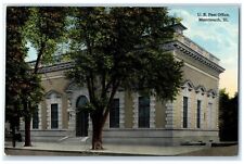 c1930's US Post Office Building Bicycle Monmouth Illinois IL Vintage Postcard picture
