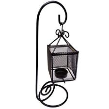 Vintage Hanging Lantern for Votive Candle Antique Look Black Metal Stand Basket picture