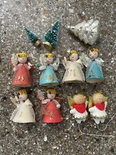 Putz - Angels  Ornaments Japan Mica Cardboard MCM Lot Of 8 picture