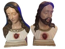 vintage holland mold Jesus and virgin  Mary ceramic figurines hand painted picture