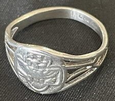 1932 OSTBY BARTON STERLING SILVER RING Vintage Girl Scout Trefoil Eagle Stamped picture