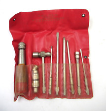Vtg 12 Pc Tool Kit in pouch G.M. Co. Mfg. Hammer Screwdriver Socket Wrench Set picture