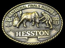 1981 Hesston Rodeo Clown Bull Western Cowboy NFR Vintage Belt Buckle picture