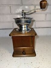Vintage Hand Crank Coffee Mill Grinder with Wood Drawer picture