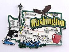 WASHINGTON STATE MAP AND LANDMARKS COLLAGE FRIDGE COLLECTIBLE SOUVENIR MAGNET picture